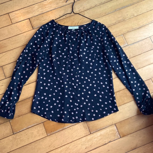 LOFT Tops - Loft Shear Black and Floral Blouse